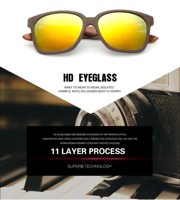 Логотип индивидуальный подарок модные ретро унисекс солнцезащитные очки для женщин из искусственной древесины PC оправа солнцезащитные очки с натуральными деревянные руки L1519KP
