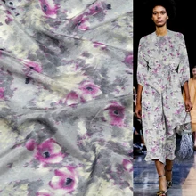 Абстрактный Цветочный дизайн цифровой печати Смешанная шелково-хлопковая ткань, SCT533