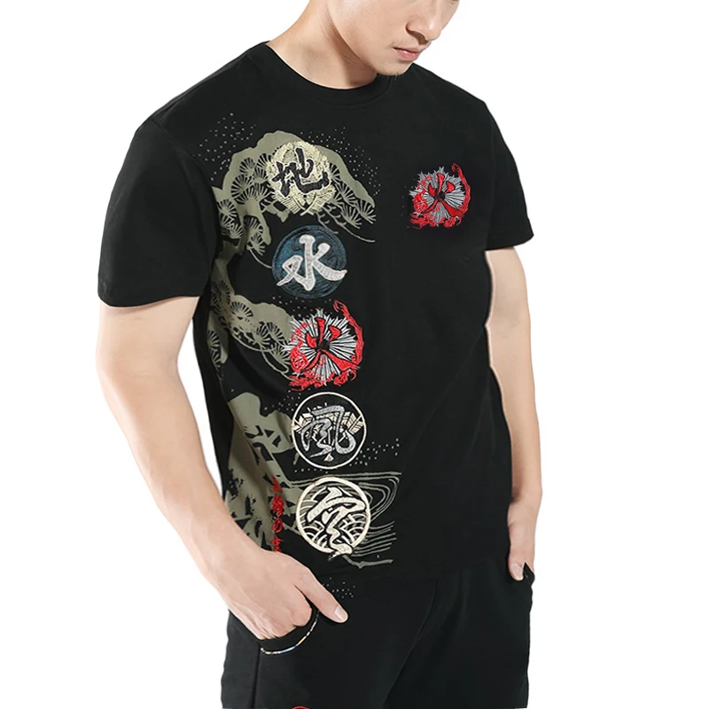 

Plus size summer t-shirt 8XL super large size loose tide Short sleeve t-shirt round neck Chinese exquisite Embroidery 9XL 7XL