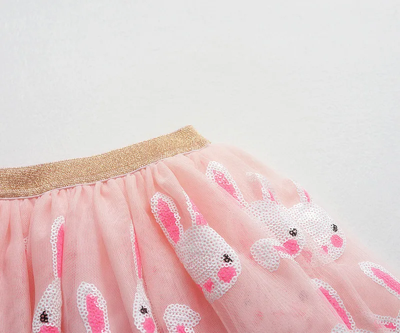 Милая бальная юбка для маленьких девочек детская одежда летняя демисезонная одежда детская сетчатая юбка с милыми кроличьими пайетками Новое поступление года