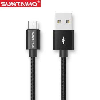 Suntaiho 1M/2M/3M Nylon Metal Micro USB Cable Fast Charger Mobile Phone 5V/2.1A Android USB Cable for Xiaomi HTC LG Samsung