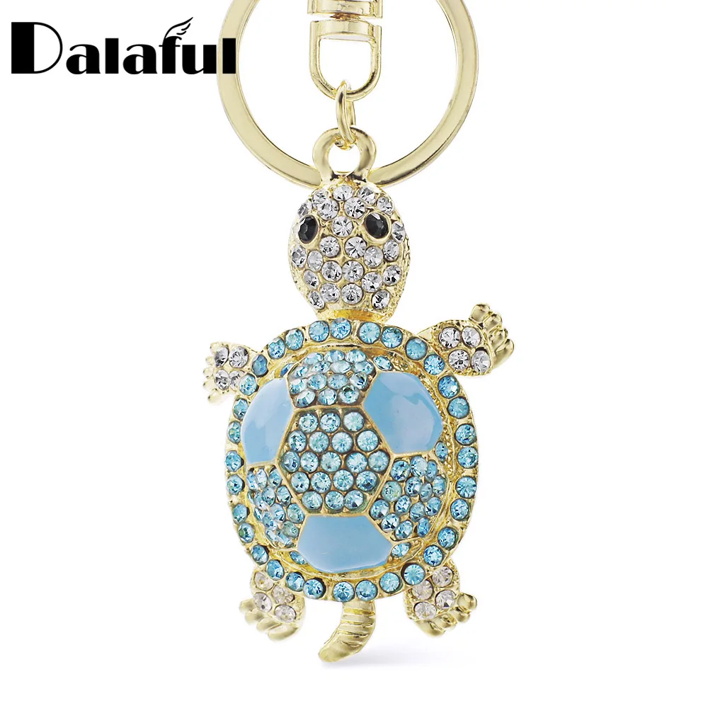 

Dalaful Lovely Tortoise Crystal Keyring Keychains For Car HandBag Pendant Accessories Gift Key Holder K012