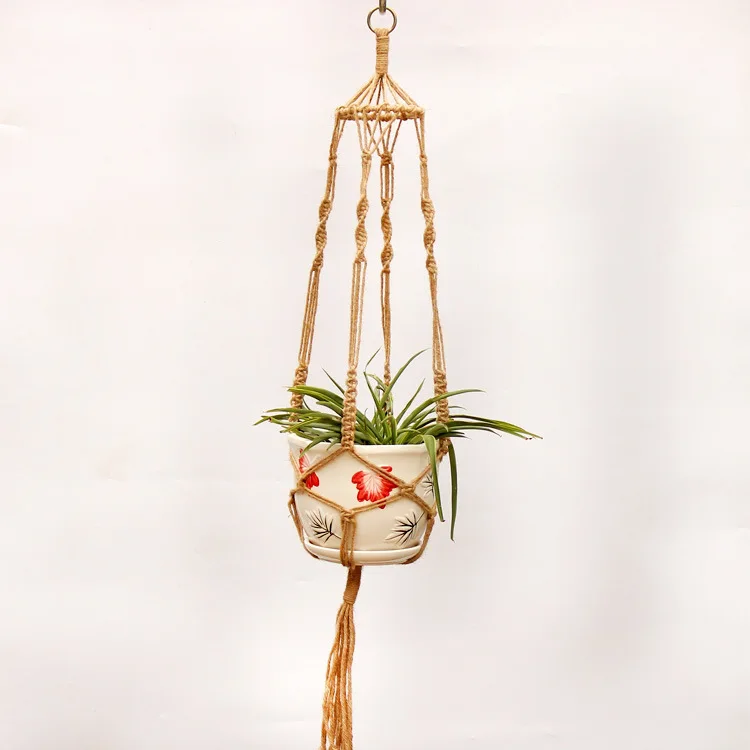 Винтажный держатель для цветочного горшка, подвесная корзина ручной работы, плетеная веревка, подвеска для растений из макраме, Декор для дома и сада