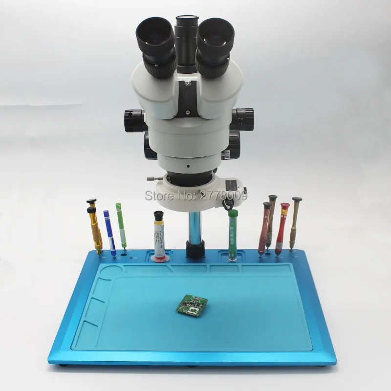 

3.5X-90X Trinocular Industry Zoom Stereo Microscope With 30cm*40cm Anti-high Temperature Magnetic Microscope Repair Workbench