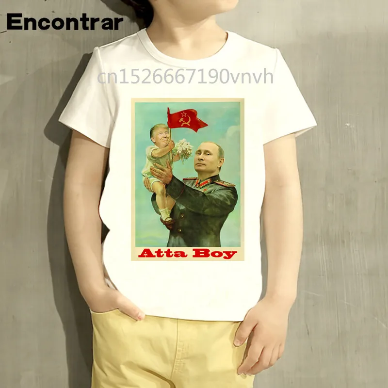 

RUSSIA Moscow RUSSIAN Putin Cartoon Design Baby Boys/Girl T Shirt Kids Funny Short Sleeve Tops Children Cute T-Shirt,HKP575