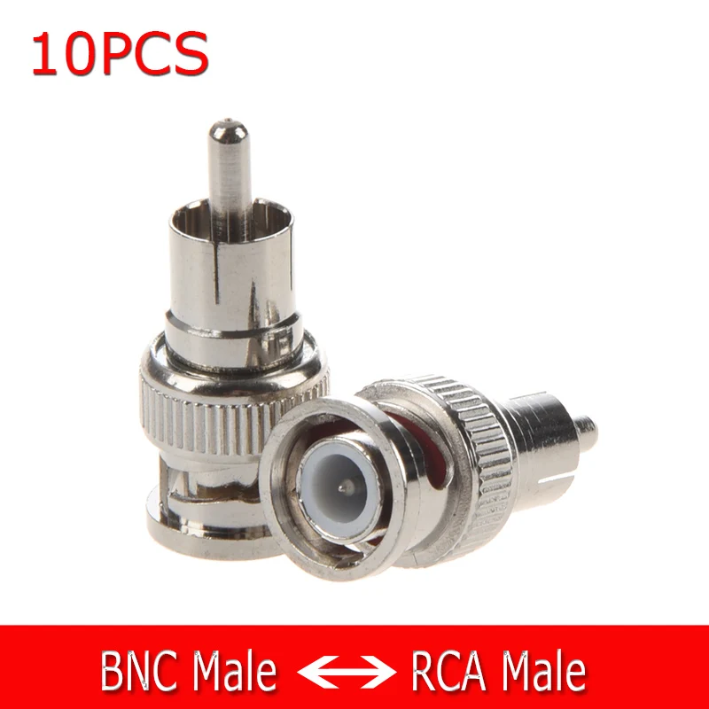 

10x BNC Male Plug to RCA Male Plug RG59 Coax Cable Video Adapter Connector