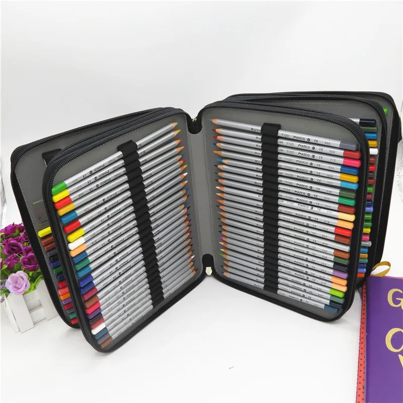 Plutônio à Prova Pencilcase para Meninas Bolsa de Lápis Buracos Escola Lápis Case Grande Dwaterproof Água Penal Meninos Grandes 4 Camadas Papelaria Bolsa 184 13 Cheap Estojo