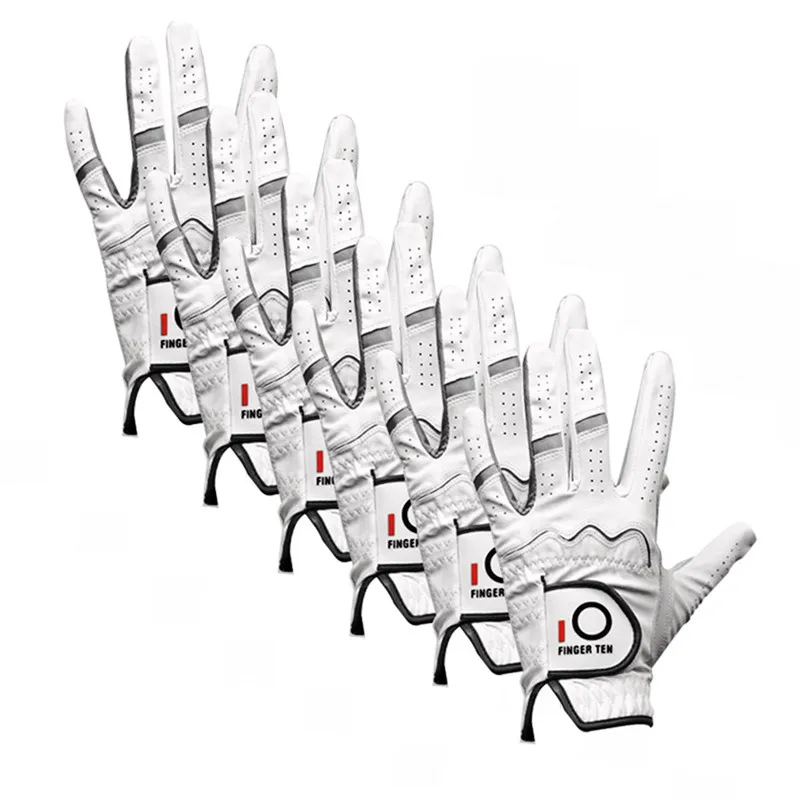Finger Ten Golf Gloves Men Cabretta Leather Grip Value 6 Pack Worn on Left Hand for Right-Handed Golfer Durable All Weather Grip Finger Ten Golf Gloves Men Cabretta Leather Grip Value 6 Pack Worn on Left Hand for Right-Handed Golfer Durable All Weather Grip