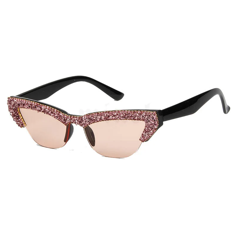 

Luxury Diamond Women Sunglasses Round Shape Metal Female Sun Glasses UV400 Pink Crystal Eyewear Vintage bling Sunglasses FML
