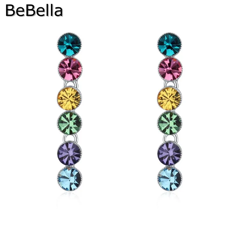 

BeBella trendy simple crystal drop earrings dangler for women fashion jewelry with Czech crystals for girls Christmas gift 2018