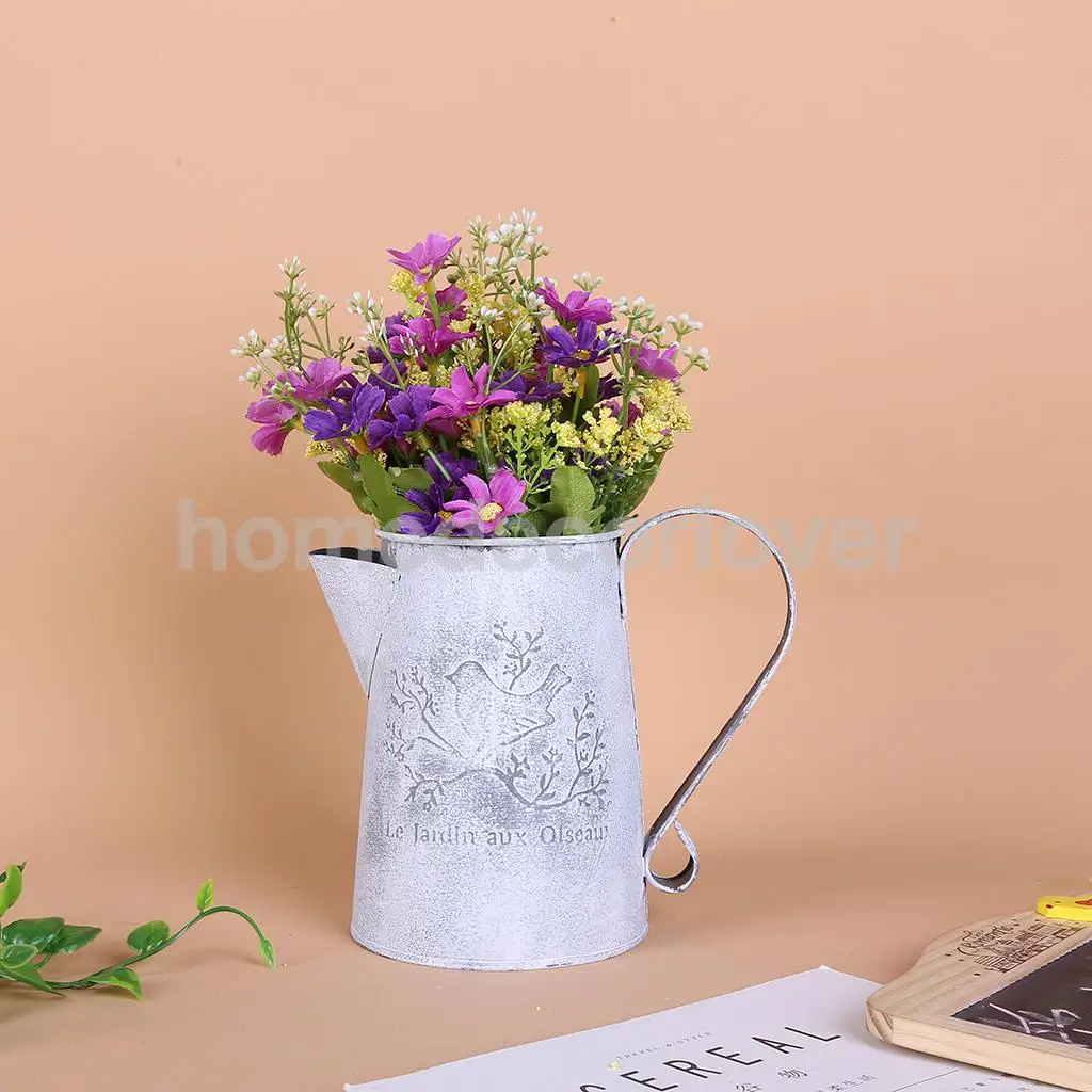 

Shabby Chic Country Vintage Metal Jug Vase Flower Pitcher Wedding Home Decor