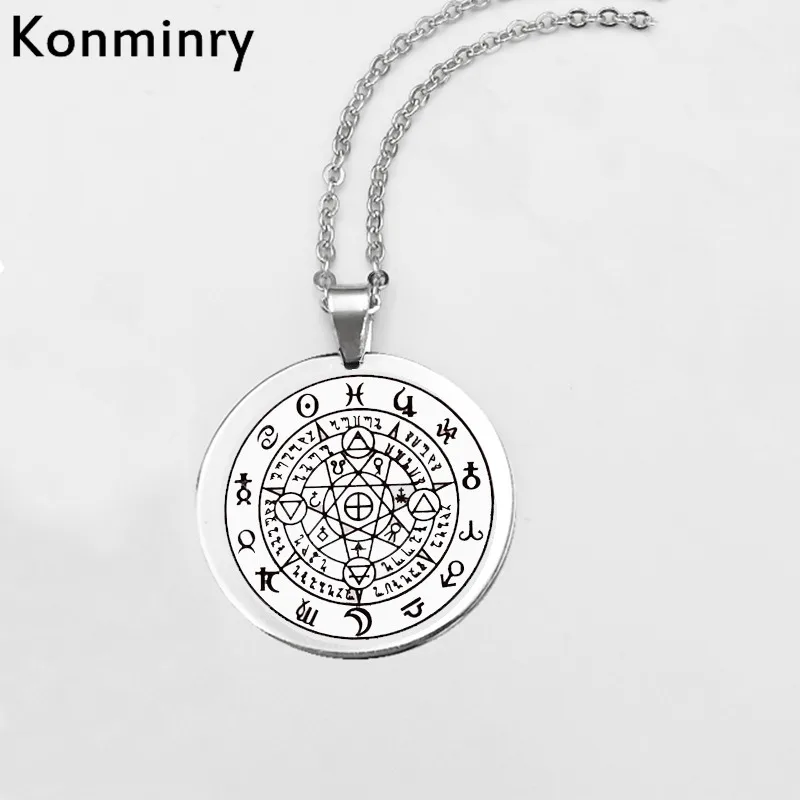 Ожерелье Konminry из нержавеющей стали Sigil Magic Witchcraft ожерелье с круглым кулоном и