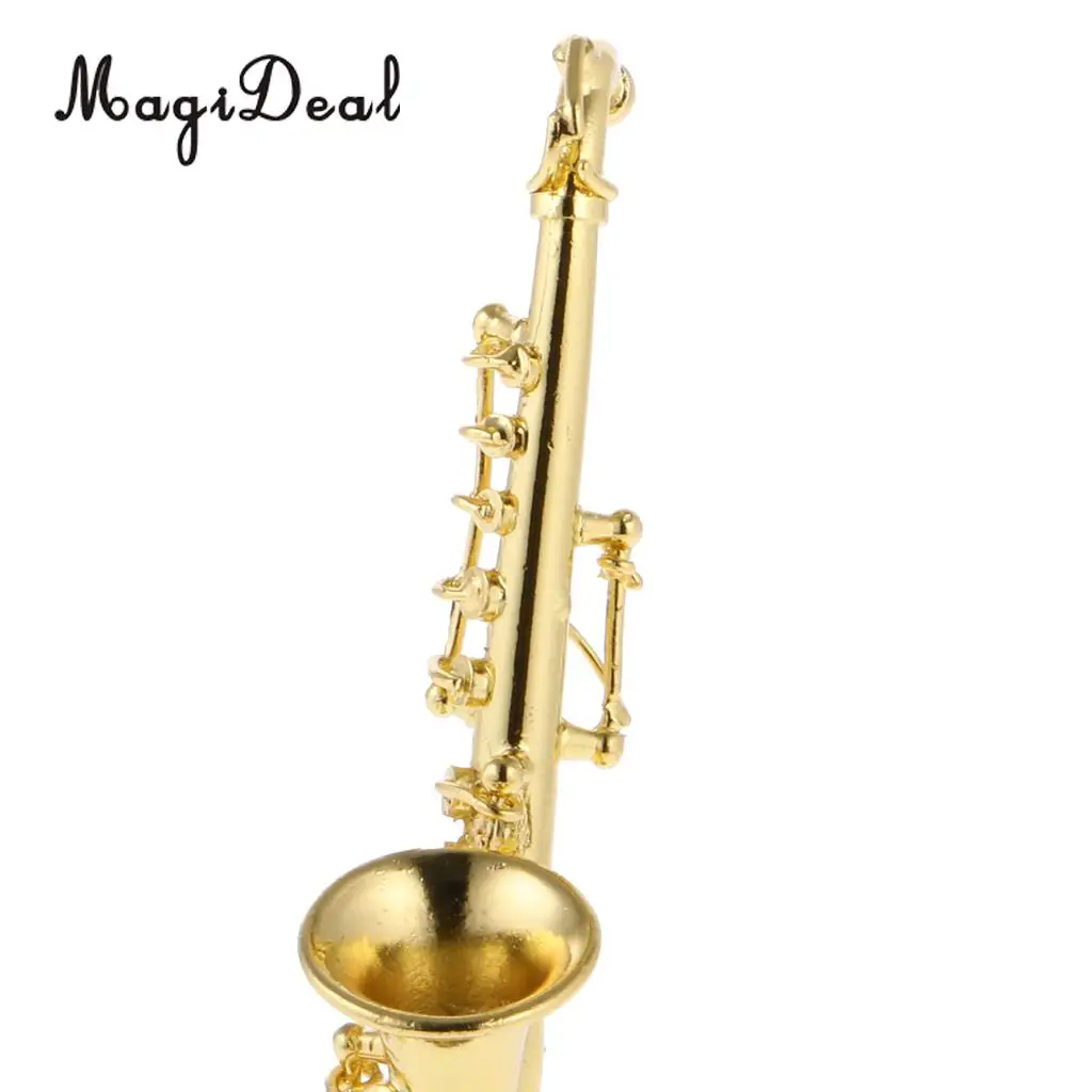 MagiDeal 1Pc Alloy Golden Miniature Saxophone for 1/12 Scale Dollhouse Bedroom Living Room Acce House Decor Child Kids Cute Toy