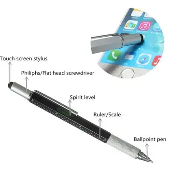 

Multi-function Tool Ballpoint Pen Screwdriver Ruler Spirit Level with a top and scale metal penTouch Screen for Ipad Iphone