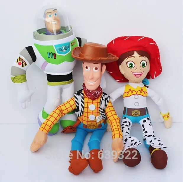 3pcs/set Toy Story Plush Toys Buzz Nightyear Woody Jessie Stuffed Dolls