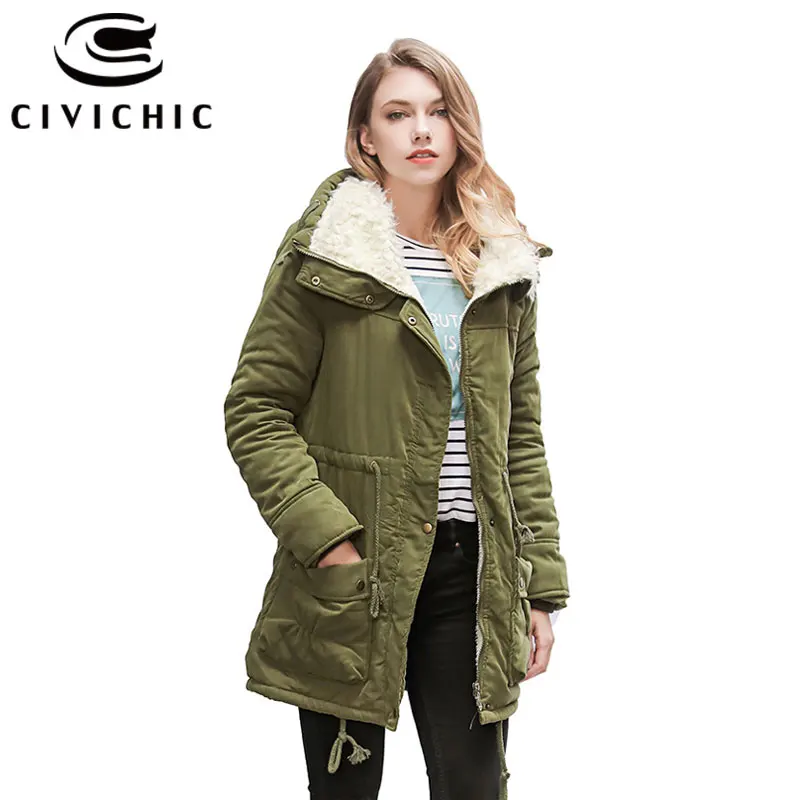 CIVICHIC 2020 Winter Fleece Parka Women Adjustable Waist Warm Coat Mid Long Velvet Overcoat 11Color Plus Size Thick Outwear DC11 | Женская