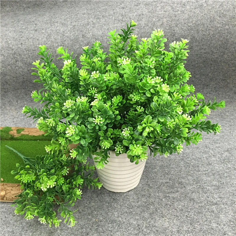 

1Pcs(1Pcs=7 branch) Bouquet Fake Green Plant Fake Milan Grass with Leaf Setting Wall Decoration Flower Accessories P20