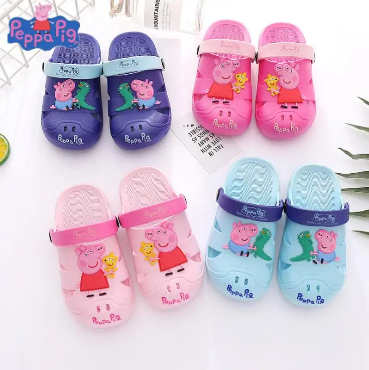 

2019 New Arrival Genuine peppa pig peppa with Teddy bear George with Dinosaur KIDS SUMMER SLIPPER Children toy Gift Hot sale