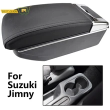 Repose-bras double en cuir pour Suzuki Jimny 2000 – 2017, 2005, 2007, 2009, 2011, 2013, 2015, boîte de rangement avec porte-gobelet
