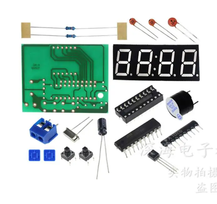 

4-digit digital clock single-chip digital clock DIY electronic production kit c51 four-digit clock (parts)