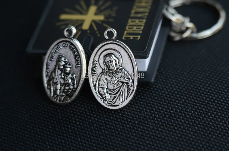 Католическое сердце Иисуса медаль Богородица Кармель талисманы Jesus'Mercy и Священное Сердце Иисус я доверяю вам двойные стороны кулон