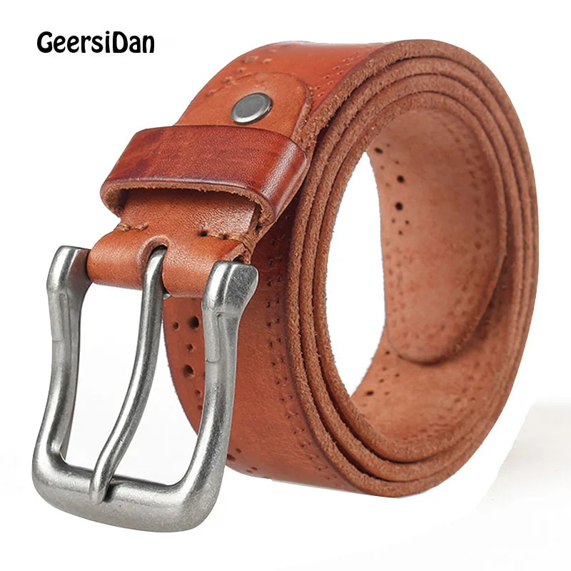 

GEERSIDAN Dropship High Quality Genuine Leather Luxury Strap Male Belt For Men Jeans Casual Belt Pin Buckle Masculine Cummerbund