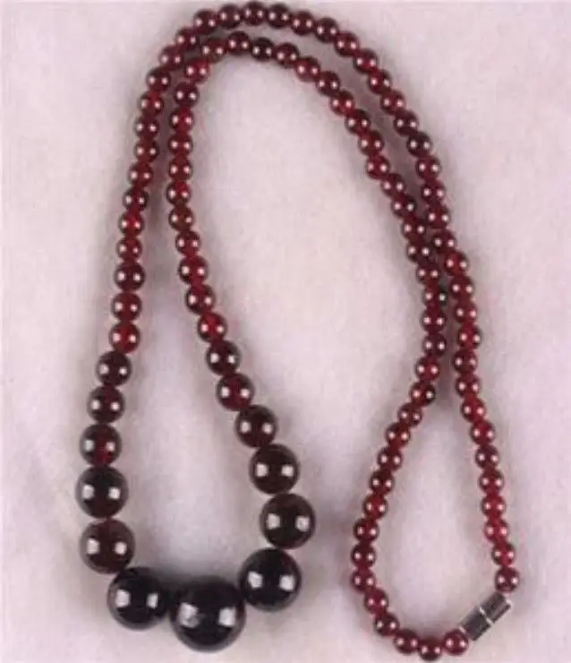 

Hot sell Noble- FREE SHIPPING>>>@@ Charming!5-11MM NATURAL GARNET ROUND BEADS NECKLACE 17" WW