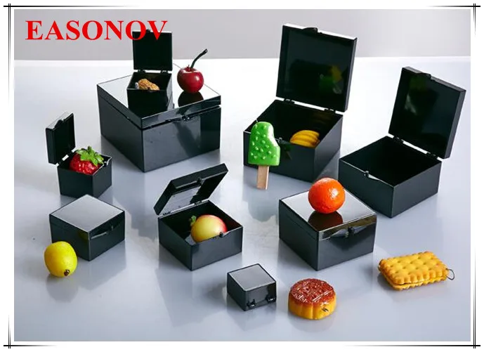 EASONOV High Quality PC Plastic Black Square Storage Box Drug Shade Box Favorite Box Multi size