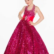 Сексуальное Пышное Платье на бретельках с золотыми блестками для маленьких девочек, распродажа 42617 S