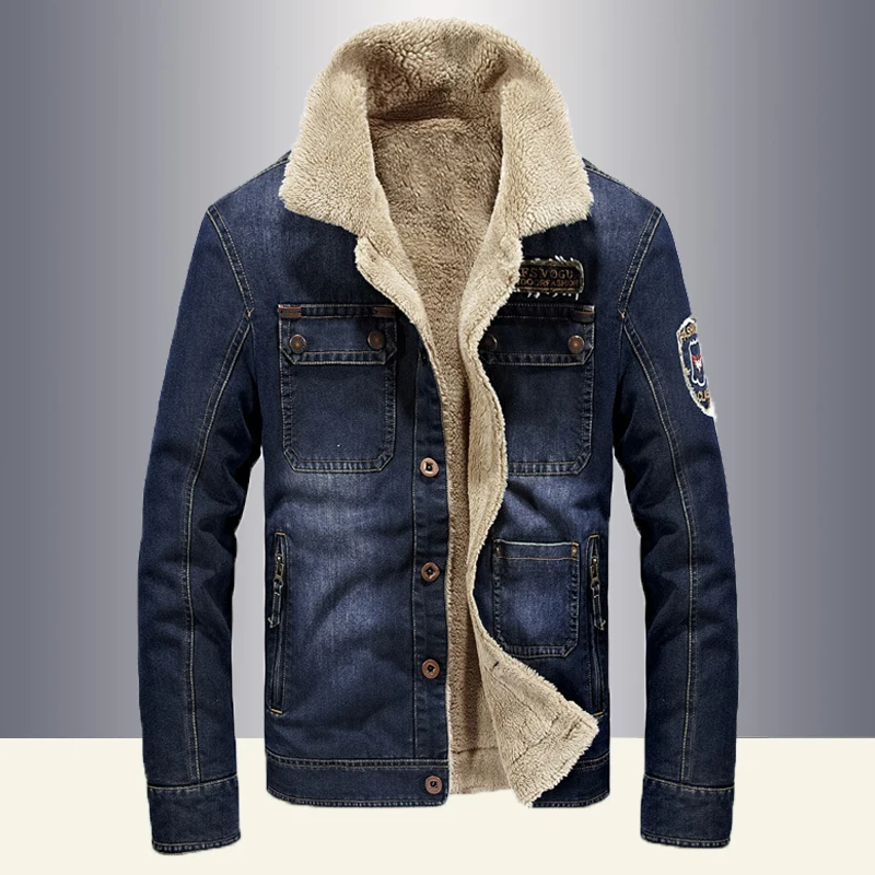 Новый Tace & Shark джинсовая куртка флисовая куртка Для мужчин зимняя куртка Для мужчин вышивка классический ретро повседневные джинсы пальто