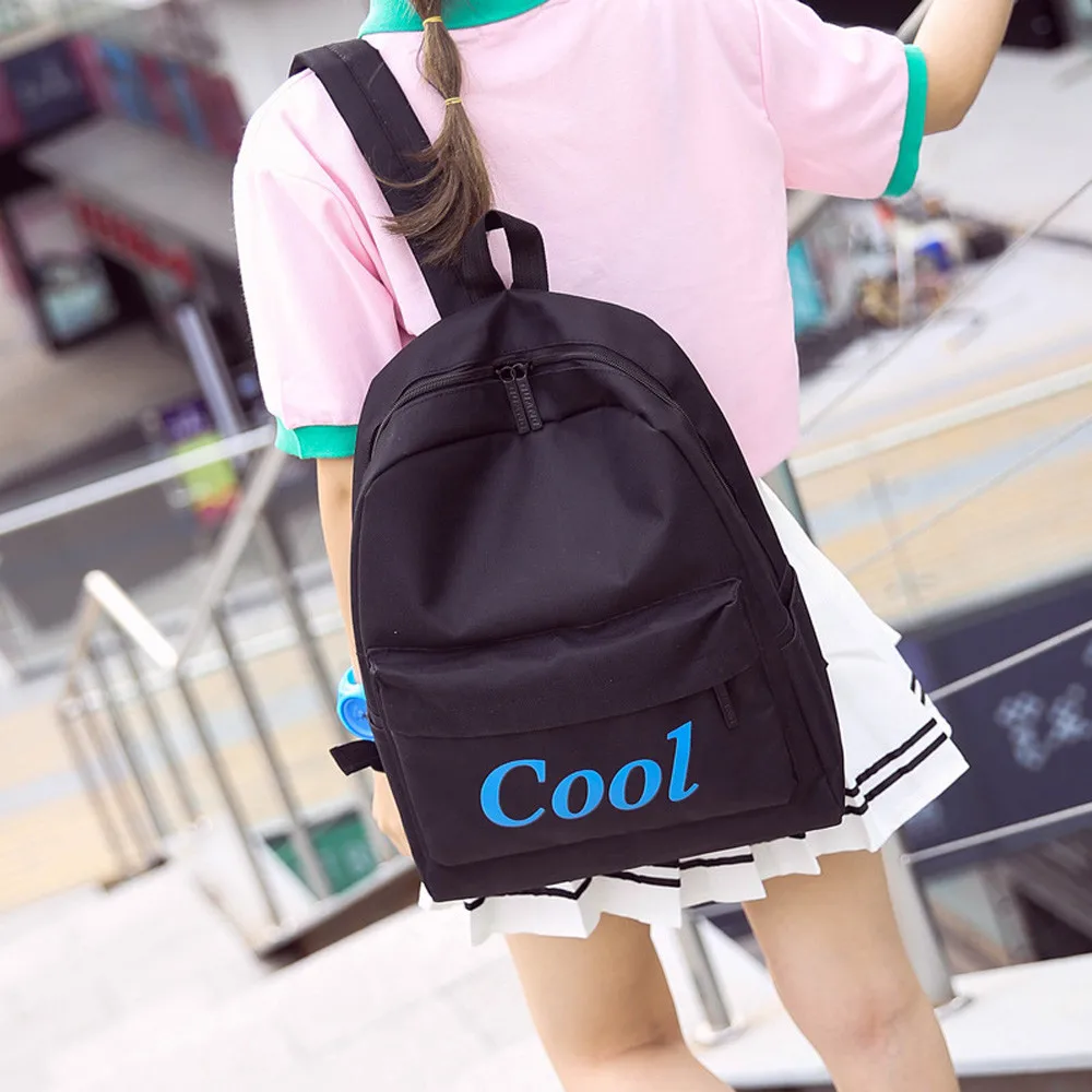 

school backpack Canvas mochila lona Letter Shoulder Bag School Student Bag Female Travel Backpack zainetto donna7.572