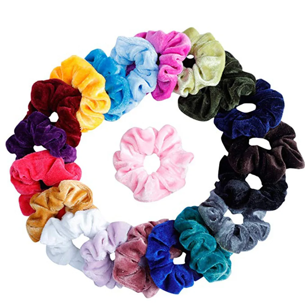 

20 pcs/lot Soft chiffon Velvet satin Hair Scrunchie floral Grip Loop Holder Stretchy Hair band hair ties accessories leopard FD