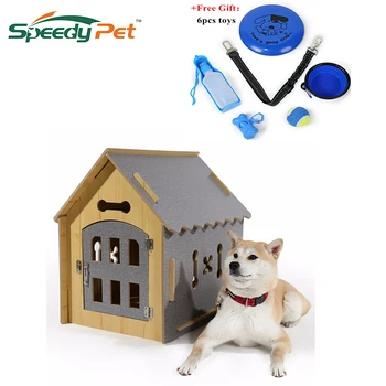 

Domestic delivery Fashion Dog DIY House Crate Wooden Kennel Indoor Condo Pet Shelter for Small Medium Dogs and Cats