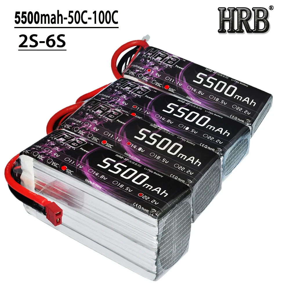 HRB يبو بطارية 3.7 V 7.4 V 11.1 V 14.8 V 18.5 V 22.2 V 2 S 3 S 4 S 5 S 6 S 5500 mah 50C 100C ل Graupner PX-1 سباق طوف قارب