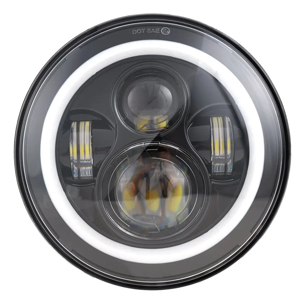 

7 Inch Universal 4 Porojectors LED Headlight For Wrangler FL Cruiser LandRover Defender With Halo Ring