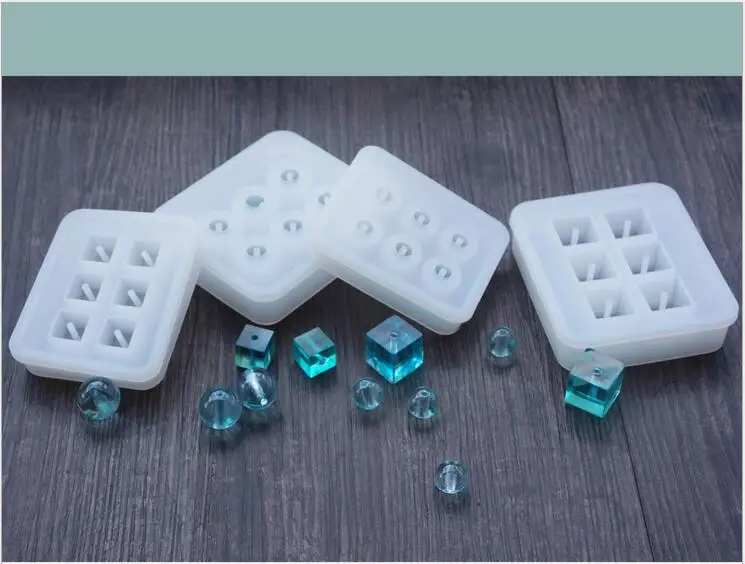 

New Transparent Rectangle Silicone Bead Mould Square Ball 6 Hanging Holes DIY Epoxy Jewelry Mold resin molds for jewelry