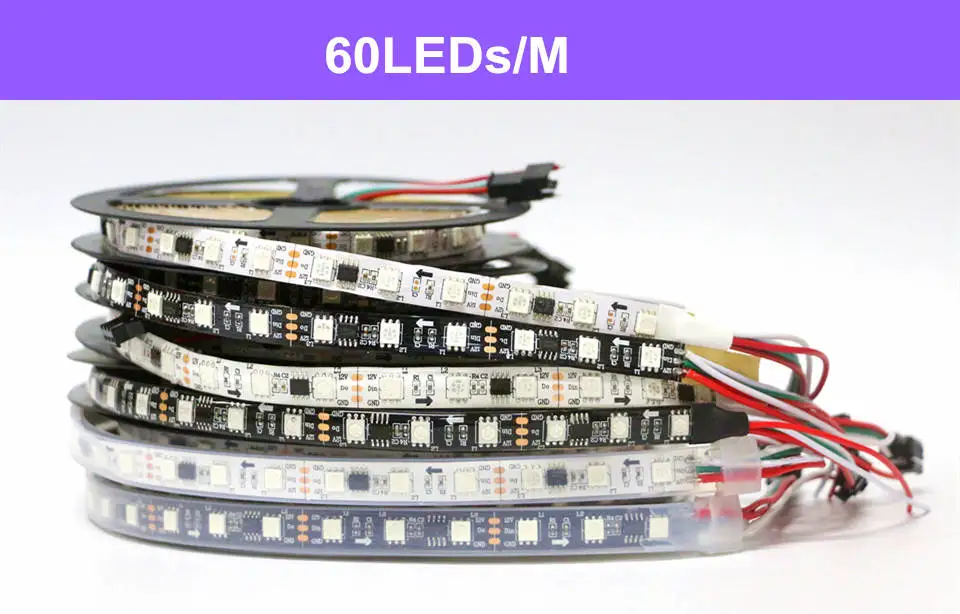 Nooelec - 1m Addressable 24-Bit RGB LED Strip, IP68 Waterproof, WS2812B  (WS2811), 60 Pixels per Meter