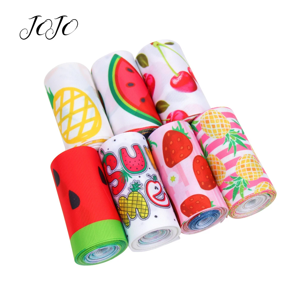 

JOJO BOWS 75mm 2y Grosgrain Stain Ribbon Printed Colored Fruits Summer Style Gift Card Wrapping Supplies DIY Hair Bows Materials