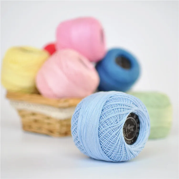 Cotton Knitting Lace Yarn Line Mercerized Cotton Crochet Spun Yarn ...