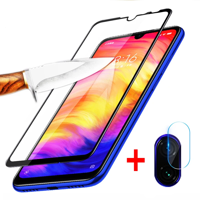 

2-in-1 Camera Lens Tempered Glass For Xiaomi Redmi Note 7 Pro Full Cover Protective Glass For Redmi 7A 7 Note 7 Screen Protector