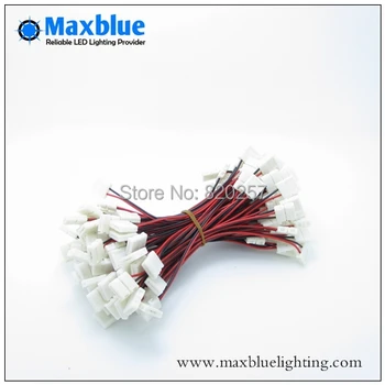 

Free shipping 20pcs lot 2 pin 10mm led connectors with 150mm red/black cable between for mono color led strip