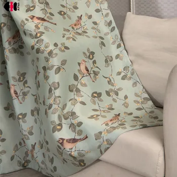 

Cute Bird Printed Curtains for Living Room Countryside Rustic Blackout Classic Chinese Style Balcony Window Panel Drapes JS29C