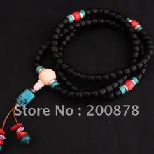 BRO946 Тибетский 108 бусин немного листьев красного шлифовальные Молитва мала, 6*5 мм, бирюзовый красный коралл Изобразительное четки, низкий moq