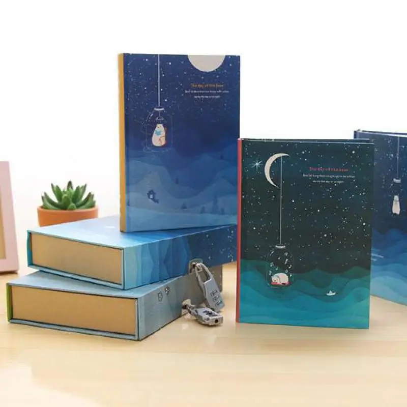 

Listen Starry Sky Diary With Lock Retro Note Book Boxed Notebook With Weekly Plan Grid Paper School Kid Girls Gift Stationery
