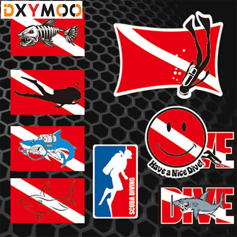 Water Sports Diving Car Stickers Shark Scuba Dive Fish Tank Decals Car