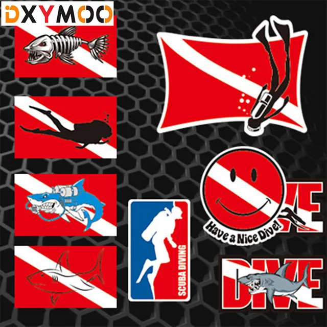 Water Sports Diving Car Stickers Shark Scuba Dive Fish Tank Decals Car