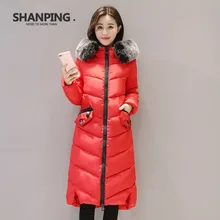 SHANPING 2017 Winter Fur Collar New Women’s Jacket Fashion Parka Girls Padded Slim Women Coat