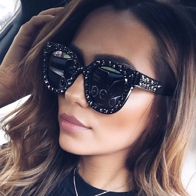 

Luxury Square Sunglasses Women Brand Designer Retro Crystal star Sun Glasses Female Ladies Sunglass Mirror 2019 zonnebril dames