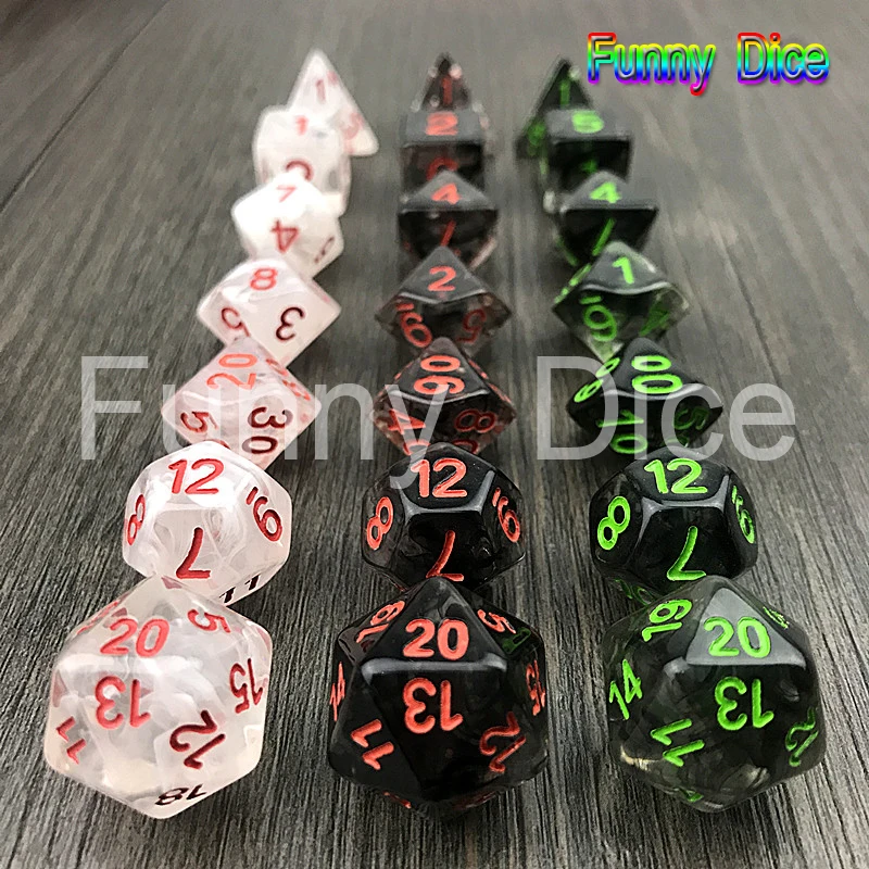 

Funny Dice Top Quality Polyhedral Nebula Set of 7 for D&d Game Plus POUCH BAG D4 D6 D8 D10 D12 D20 for Board Game