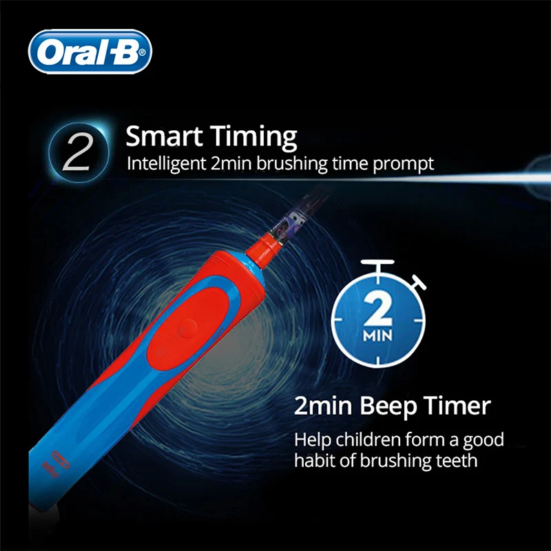 Продажа Электрическая зубная щетка Oral B для детей + сменные насадки для щетки с напоминанием, мягкие зубные щетки с индуктивной зарядкой для детей